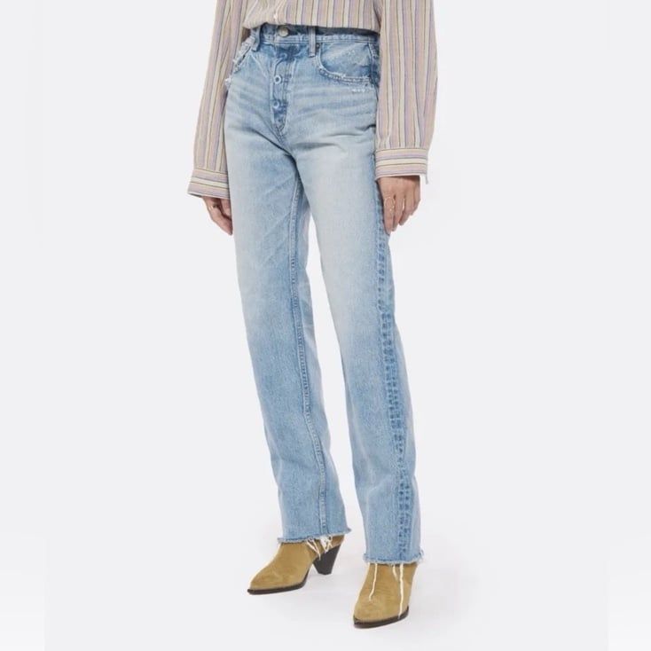 Moussy Vintage Ashleys Wide Straight Jean In Light Blue Size 29